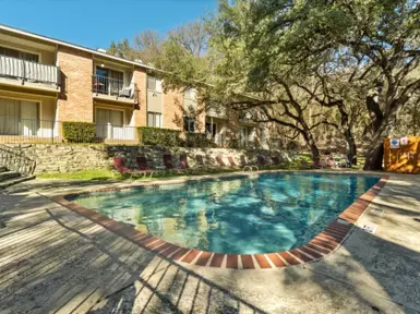 Apartment building with a pool