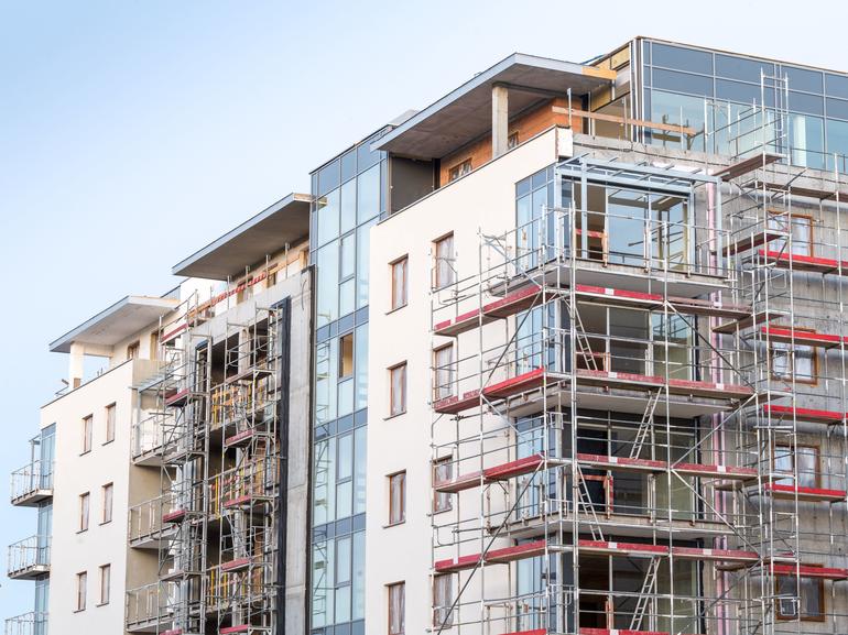 Multifamily apartment building under construction