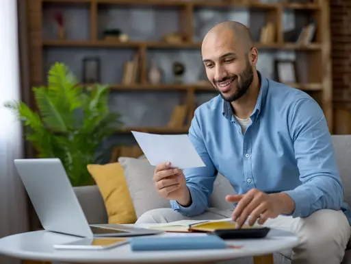 Man reviewing commercial mortgage statement from loan servicing company